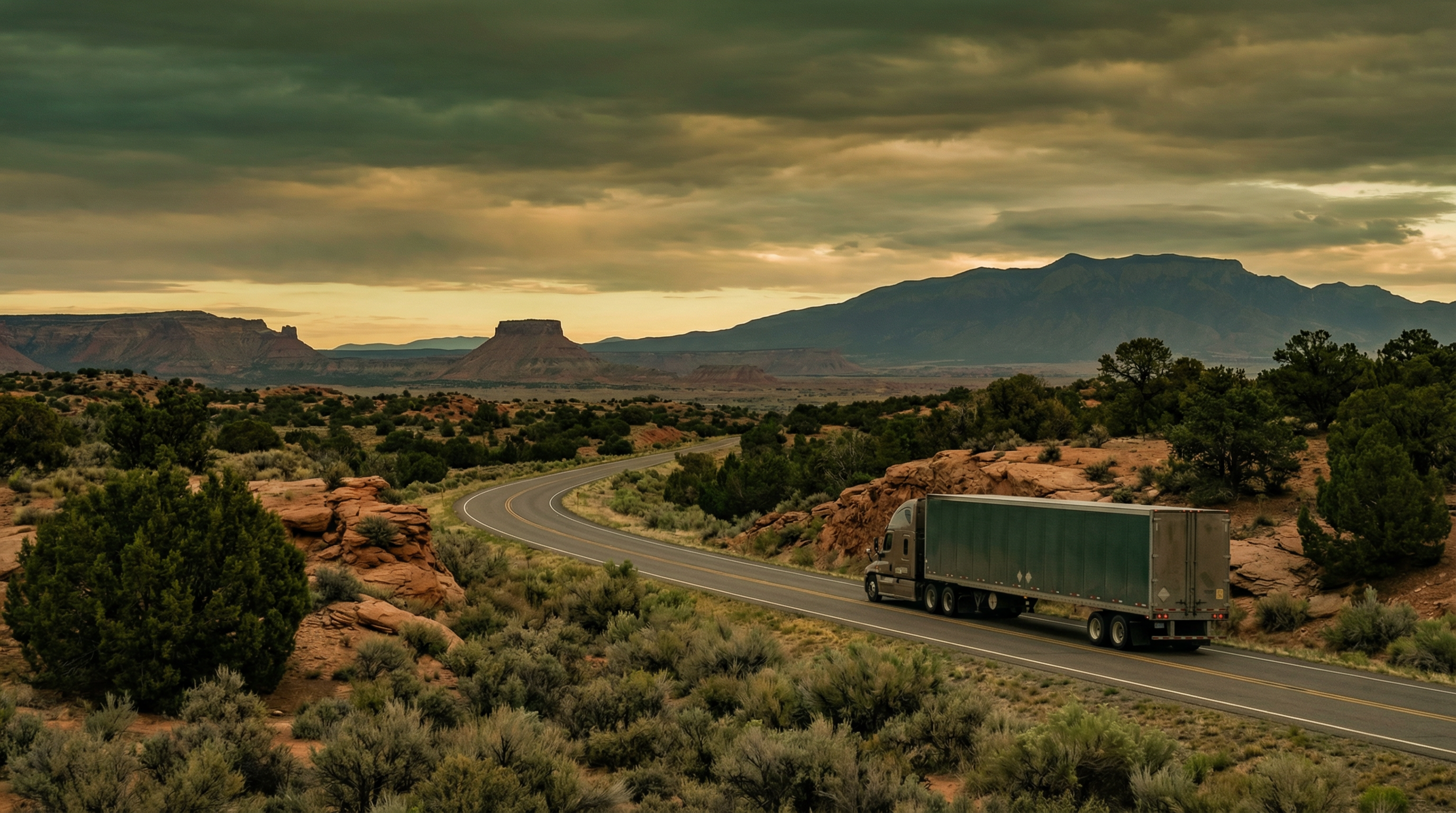 Truck on New Mexico highway – Weight Distance Permit